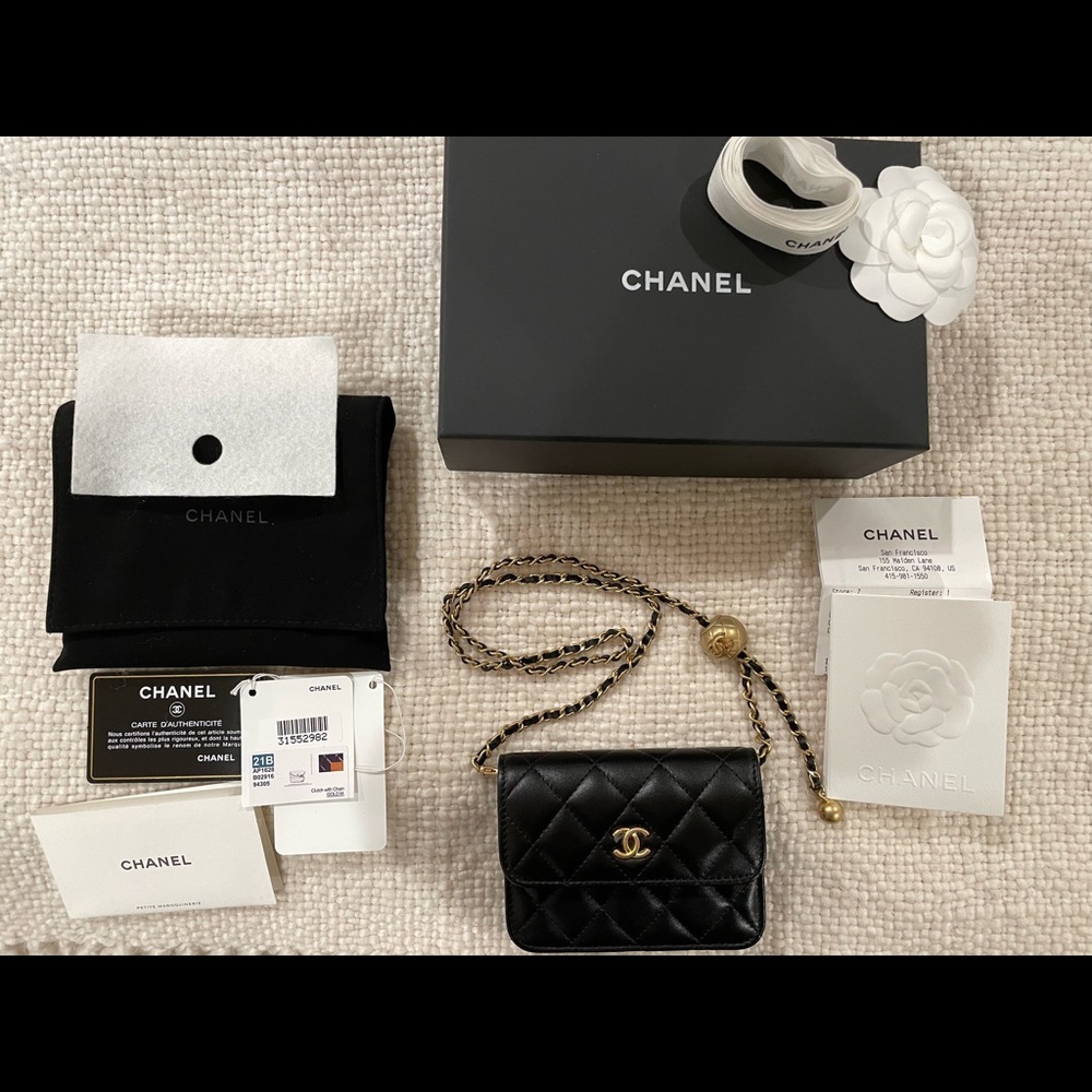 ::SOLD:: Chanel pearl crush belt bag in black